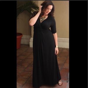 NEW Kiyonna Plus Sz Desert Rain Black Maxi Dress